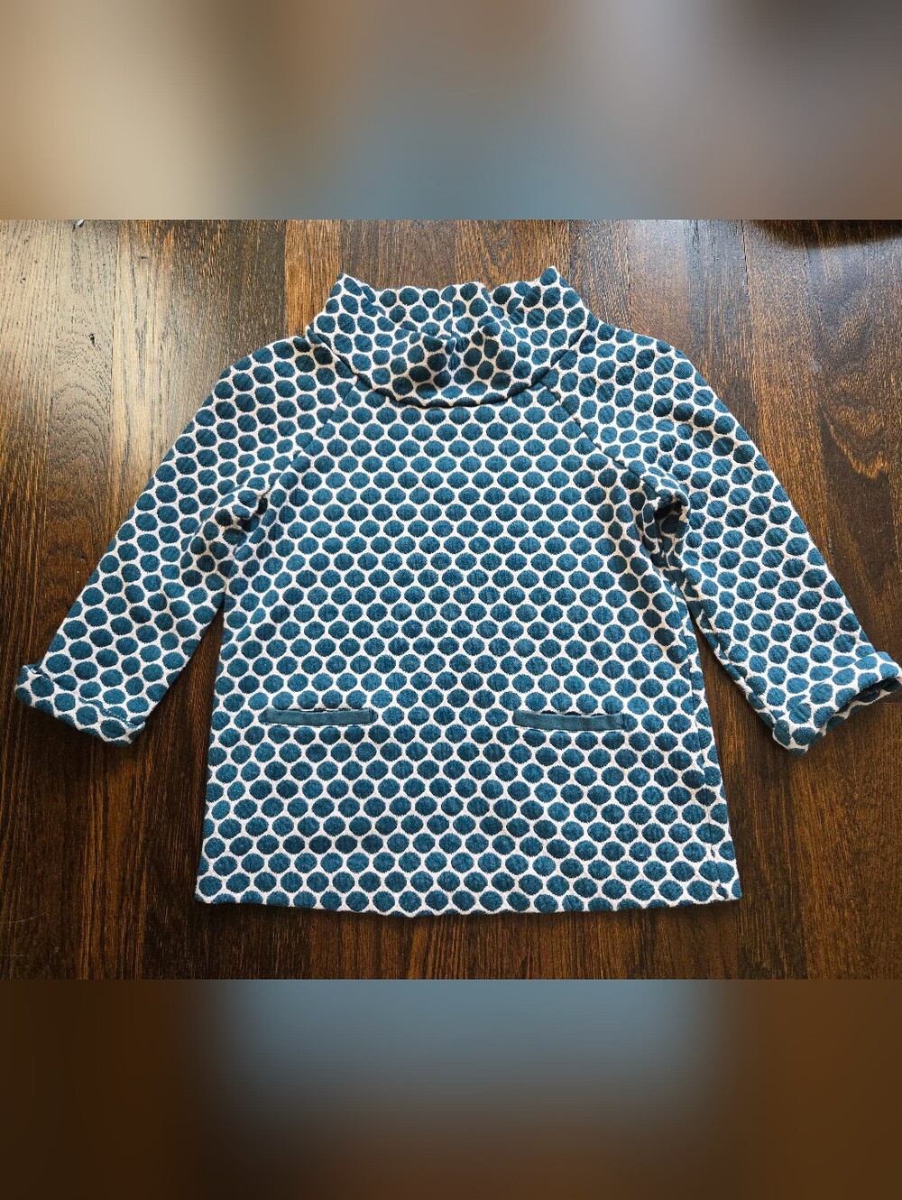 Boden Polka Dot Mod Top Quarter Sleeve Pockets Size 6